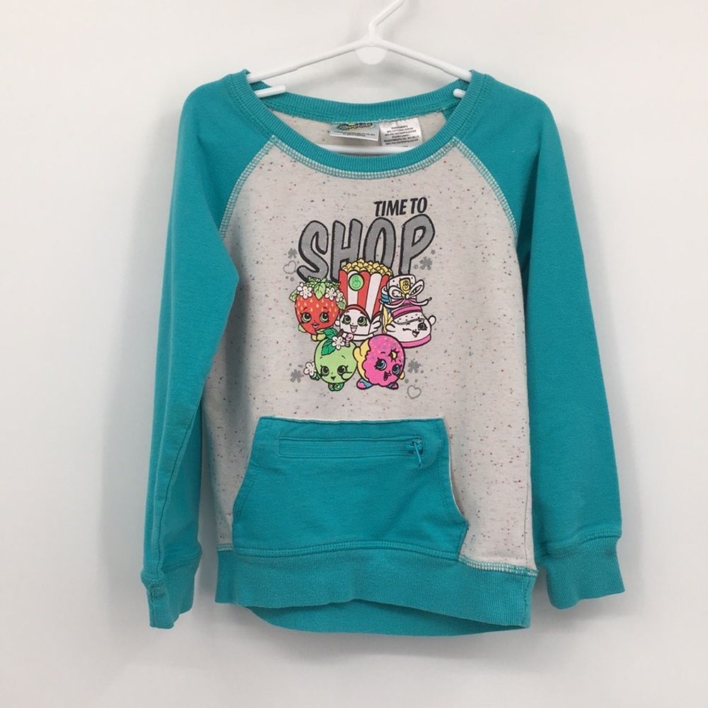S Hopkins Characters Kids Teal and Gray Graphic Sweatshirt Small 6/6x